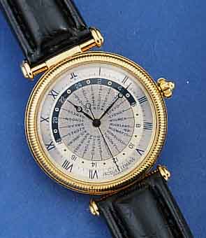 JACQUES LEMANS HERRENARMBANDUHR, WORLDTIMER, METALL HARTVERG. (10 MICRON), BEIDS. MINERAL- VERGL., WELTZEIT ABLESBAR D. ZEIGERSCHEIBE IM ZENTRUM M. ...