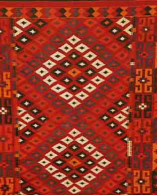 AFGHAN KELIM.CA 262 X 191 CM..WOLLE/WOLLE. EHZ 1-2.CA 20 JAHRE.