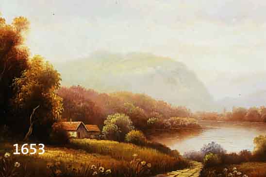 BELOFF, DIRK, GEB. 1934 ERFURT, ROMANTISCHE LANDSCHAFT MIT GEHÖFT AM SEE, ÖL/HOLZ, RE. U. SIGN., CA. 20 X 40 CM, R.