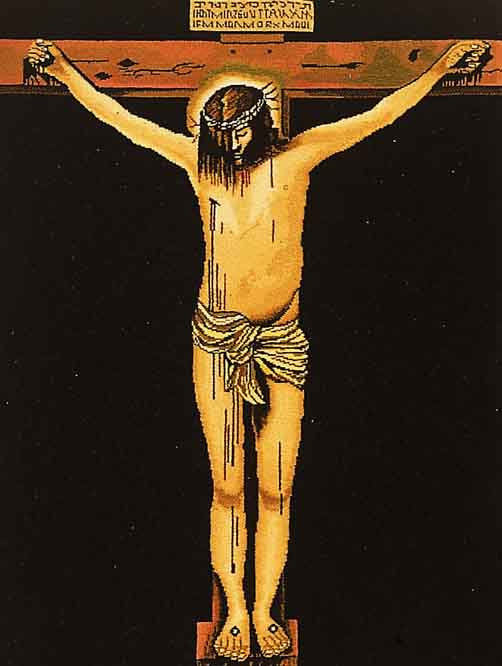 TÄBRIZ FEIN,PERSIEN CA 68 X 48 CM..FLOR KORK WOLLE .GRUNDFARBE SCHWARZ, CA.700.000KN/QM. JESUS AM KREUZ.NEUWERTIG.
