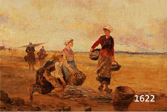 GINS, G., 1. HÄLFTE 20 JH., ÖL/MALKARTON, DIE MUSCHELSAMMLERINNEN, RE. UNTEN SIGN., CA. 32 X 40 CM, RAHMEN