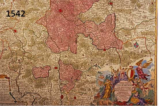 ALTKOLOR. KUPFERSTICHK. V. TH. LOTTER, EPISCOPATUS HILDESIENSIS CM ADJAENTIBUS PROVINSIIS AC STATTIBUS, MIT PRACHTVOLL ALT- KOLOR. KARTUSCHE U. ...