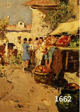 COULLI, J. (O.Ä.)., MALER DER MITTE DES 20. JH., AUF DEM MARKT, ÖL/HOLZ, MITTIG UNTEN SIGN., CA. 40 X 30 CM, R.