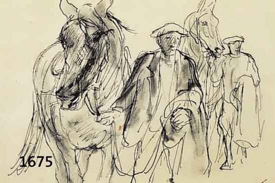 DILL, OTTO, PROF., 1884 NEUSTADT-1957 BAD DÜRKHEIM, ZWEI HANDSIGNIERTE LITHOGRAPHIEN: ZWEI PFERDEFÜHRER UND BEIM PFERDERENNEN, JE CA. 18 X 24 CM, ...