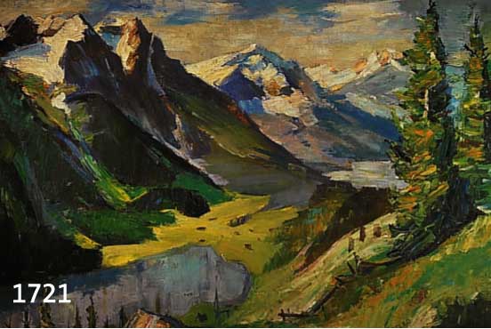 LÖFFLER, FRIEDRICH, LANDSCHAFT MIT SEE IM HOCHGEBIRGE, ÖL/LWD, RE. U. SIGN., CA. 80 X 100 CM, R.