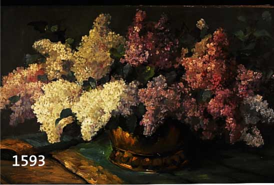 FEY, CARL, 1867-1930, DÜSSELDORF, STILLEBEN MIT FLIEDER, ÖL/LWD, KLEINERE RESTAURATIONEN, RE. U. SIGN., CA. 66 X 90 CM, R.