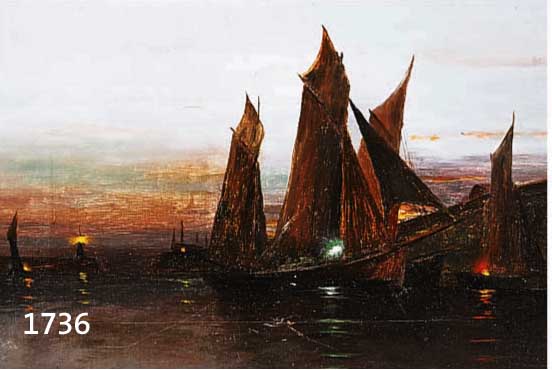 CLASMANN (O.Ä.), MALER UM 1900, NACHT IM HAFEN, ÖL/LWD, RE. U. SIGNIERT, CA. 30 X 20 CM