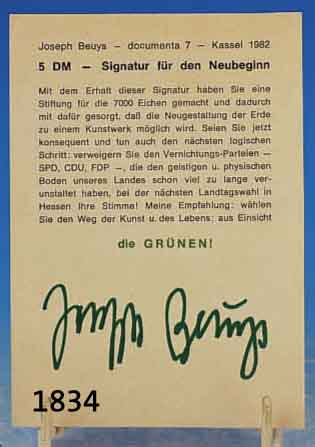 BEUYS, JOSEPH, 1921-1986, 5 DM-SIGNATUR FÜR DEN NEUBEGINN, OFFSET, HANDSIGNIERT, CA. 14,5 X 10 CM