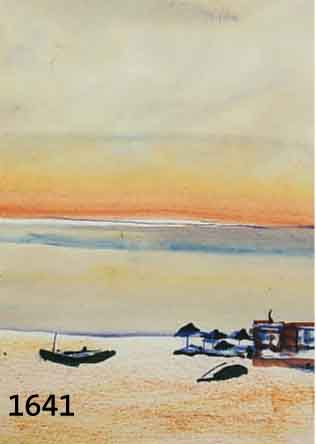 WACHTER, EMIL, GEB. 1921, ROGUETAS LE MAR, AQUARELL UND WACHSKREIDE AUF PAPIER, HANDSIGN. BETITELT UND DATIERT 85, MIT HANDSCHRIFTLICHER WIDMUNG: ...