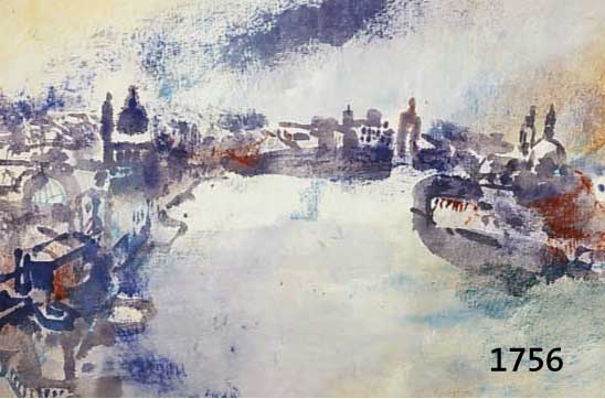 WACHTER, EMIL, GEB. 1921, ANSICHT VON VENEDIG, AQUARELL AUF PAPIER, HANDSIGN. UND DAT. 84, HANDSCHRIFTLICHE WIDMUNG: VENEDIG FÜR RENATE, CA. 40 X ...