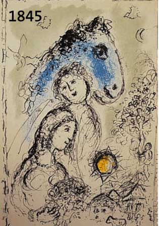 CHAGALL, MARC, 1887-1985, FARBLITHOGRAPHIE AUF GRAUGRÜNEM PAPIER, CA. 36 X 24 CM, PP, U. GL., R., BEIGEFÜGT EIN BRIEF DER EHEFRAU CHAGALLS, DIE ...