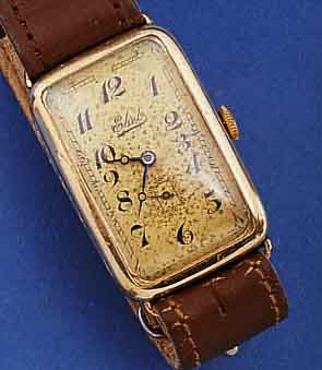 EBEL FRÜHE HERRENARMBANDUHR, SCHWEIZ UM 1934 , METALL, RECT.-GEH. M. 20 MICRON GG-AUFLAGE, BOD.-SCHARNIER SEITL. M. SCHMUCKPRÄGUNG, VERG. ORIG. ...