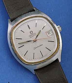 OMEGA HERRENARMBANDUHR, SEAMASTER, QUARTZ, SCHWEIZ UM 1978, MASS. EDELST., BOD. AUFGEDR., BEI FERTIGTS. WASSERGESCH., ZENTRALSEK., DAT., WERK VERG., ...
