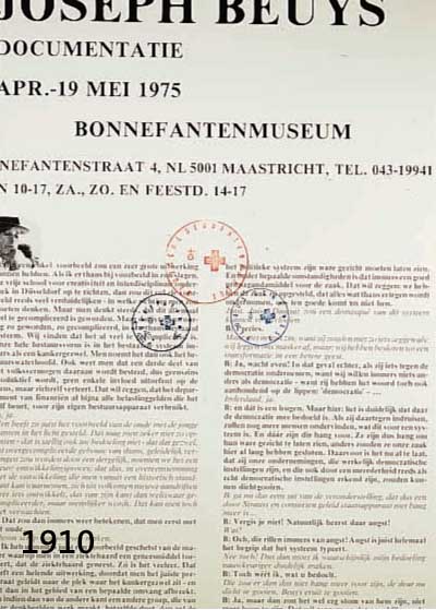 BEUYS, JOSEPH, 1921-1986, BONNEFANTEN- MUSEUM, MULTIPLE, HANDSIGNIERT UND DREIFACH GESTEMPELT, CA. 54 X 37 CM