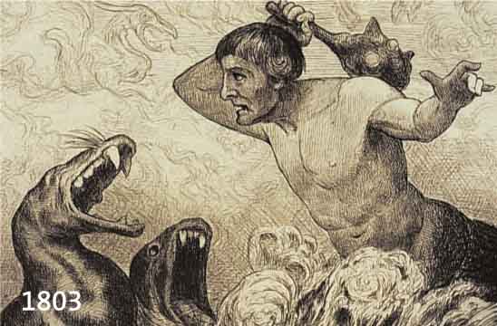 THOMA, HANS, 1839-1924, KAMPF DER TITANEN, RADIERUNG VON 1915, IN DER PLATTE MONOGR. U. DAT., HANDSIGN., CA. 20 X 24 CM, PP