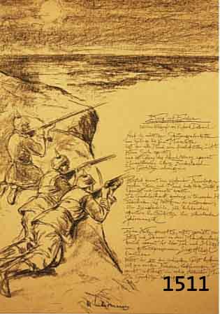 LIEBERMANN, MAX, 1847-1935, ZWEI LITHO- GRAPHIEN: KRIEGSBEOBACHTER, SCHARFSCHÜTZEN, VON 1914, IN DER PLATTE SIGN., JE CA. 27 X 30 CM, PP