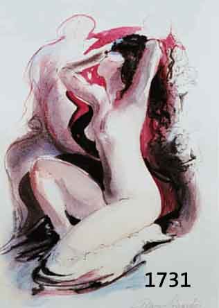 MIRANDO, ANNA, GEB. 1945 ROM, INTERNAT. BEKANNTE KÜNSTLERIN, HIER: KNIEENDER AKT, AQUARELL, HANDSIGN., CA. 22 X 29 CM, PP, U.GL., R.