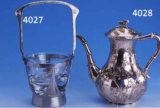 HENKELSCHÄLCHEN, ORIVIT VOR 1905, STARKER EINFLUß VON BEHRENS, GLASEINSATZ SEK., ABER PASSEND, H CA. 13 BZW.- 27 CM