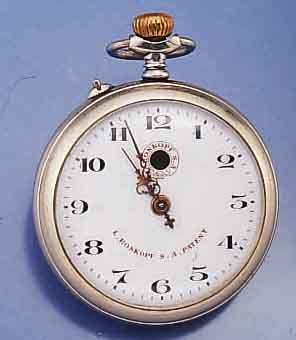 L. ROSKOPF SA PATENT, SCHWEIZ UM 1920, NICKEL, PERF. SIGN. EMAILBL., STIFTENANKERGANG GR. FEDERH., D. CA. 51 MM, EZ 2