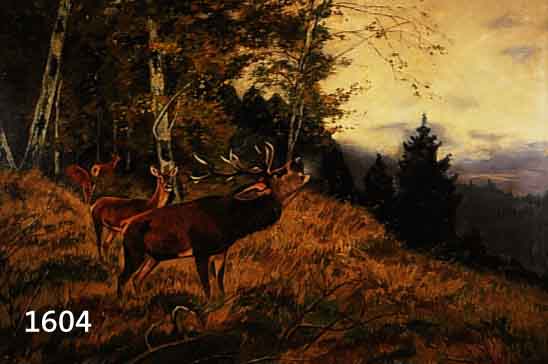 GROOTE, OTTO VON, GEB. 1883 TRIER, LEBTE UND WIRKTE IN DÜSSELDORF, JAGD- UND TIERMALER, HIER: HIRSCHE AM WALDRAND, ÖL/LWD, SIGNIERT UND BEZ.: ...