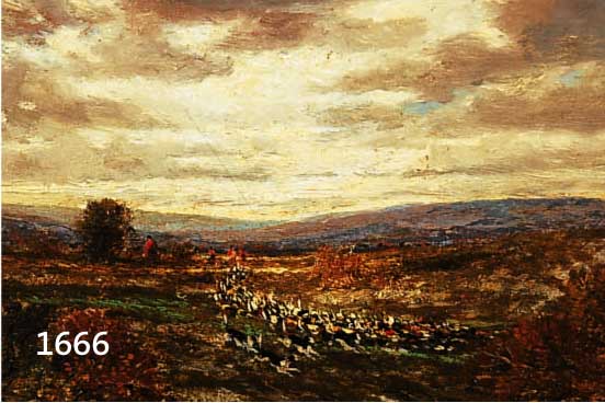 MOLINS, AUGUSTE DE, 1821-1890, FUCHSJAGD IN MOORLANDSCHAFT, ÖL/HOLZ, RE. U. SIGN., CA. 16 X 25 CM, R.