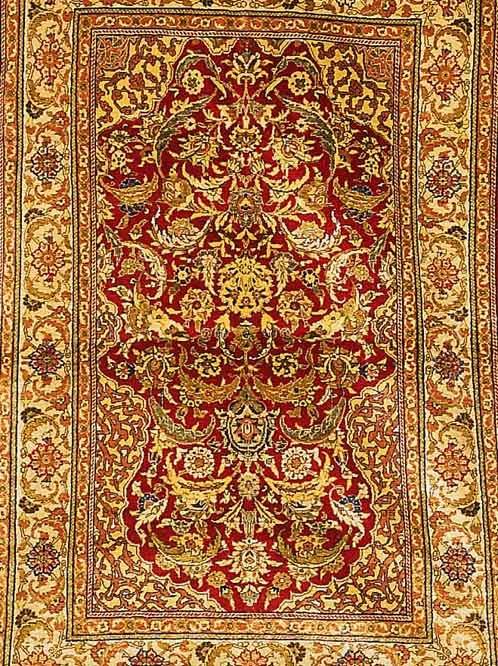HEREKE, TÜRKEI, 146 X 95CM, EHZ 1-2 REINE NATURSEIDE, CA.25 JAHRE