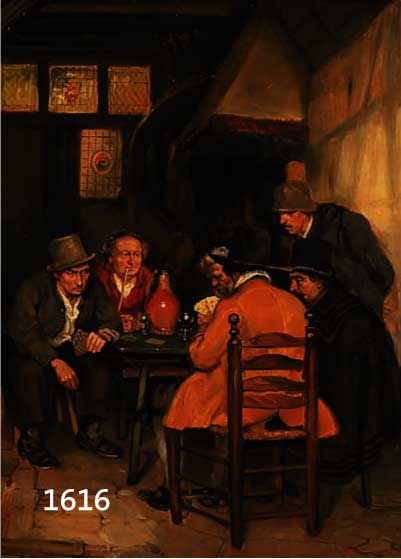 PALORI, E., GENREMALER, ANFANG 20. JH., FEIN BEOBACHTETE WIRTSHAUSSZENE MIT MÄNNERN BEIM KARTENSPIEL, ÖL/HOLZ, RE. U. SIGN., CA. 60 X 50 CM, R.