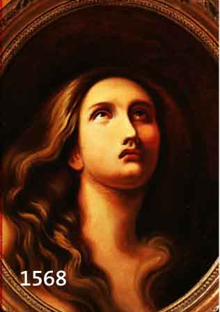 UNBEKANNTER KÜNSTLER, 19. JH., BILDNIS DER ZUM HIMMEL BLOCKENDEN MAGDALENA, ÖL/LWD/MALKARTON, OVAL, CA. 50 X 42 CM, PRUNK- VOLLER GOLDRAHMEN MIT ...