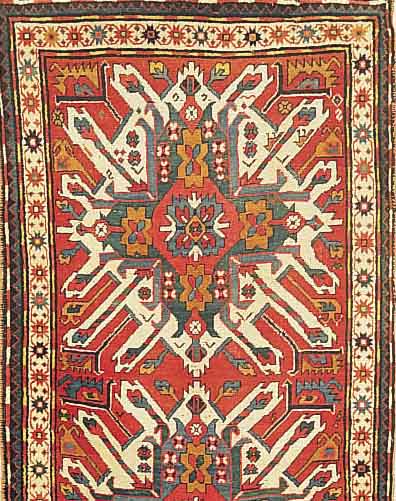 ADLER KAZAK, RUSSLAND, 315 X 110CM, EHZ 3 WOLLE AUF WOLLE, CA.60 JAHRE(KL LOCH)