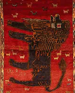 GABBEH,PERSIEN CA 214 X 139 CM.:WOLLE AUF WO LLE.EHZ 3-4.CA 50 JAHRE