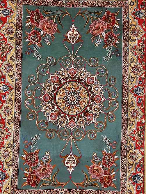 ESFAHAN FEIN,PERSIEN CA 165 X 105 CM..KORKWO LLE M.U.AUF SEIDE.EHZ 2.CA 10 JAHRE.1MIO KN/QM