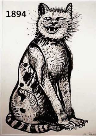 KRINNER, MICHAELA, GEB. 1915 WALDMÜNCHEN, MEISTERSCHÜLERIN VON OSKAR KOKOSCHKA, HIER: SITZENDE KATZE, TUSCHEZEICHNUNG, RE. U. HANDSIGN., CA. ...