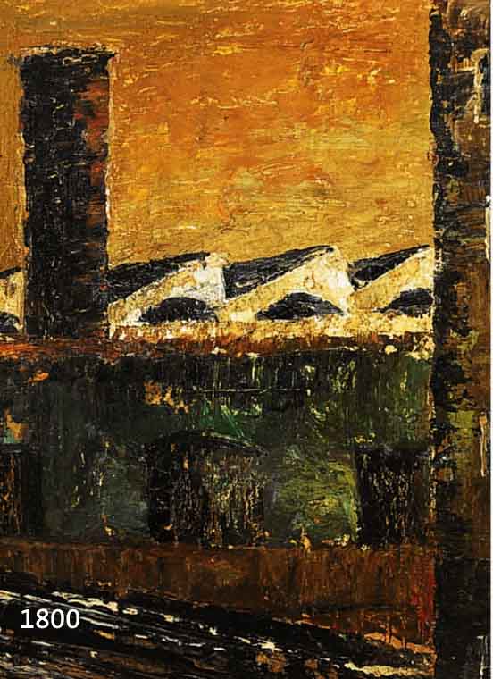 Sironi, Mario, 1885-1961, Periferia urbana, Öl/Hartfaser, re. u. signiert, rÜckseitig mit EchtheitserklÄrung von Mimi Costa, ca. 33 x 34 cm, ...