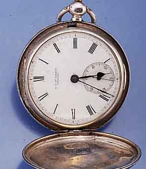 R.F. MC GIBBON SAVONETTE HERRENTASCHENUHR, SILBER, HALLMARK LONDON 1876, ZWEITEIL. EMAIL- BL. FEIN HAARR., GEBL. STAHLZEIGER, STAUB- SCHUTZ, ...