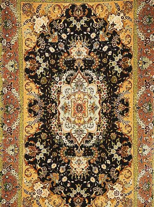 TÄBRIZ FEIN,PERSIEN CA 163 X 102 CM..FLOR KORKWOLLE MIT UND AUF SEIDE.CA 700.000 KN/QM. EHZ 1-2.CA 10 JAHRE.