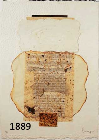 BENAIM, RICARDO, GEB. 1949, DIE LIEBE, COLLAGIERTER PRÄGEDRUCK AUF HANDGESCHÖPFTEM BÜTTEN, HANDSIGNIERT UND DAT. 93, NUM. 6/49, CA. 35 X 25 CM, ...