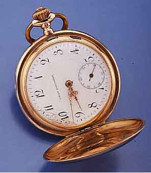 FHF HERRENTASCHENUHR SAVONETTE, SCHWEIZ FÜR DEN DTSCH. MARKT UM 1916, ROSE-G. 585/000, BEIDE SCHALEN BER./RAND STARK DELLIG (FEIN HAARR. IM ...