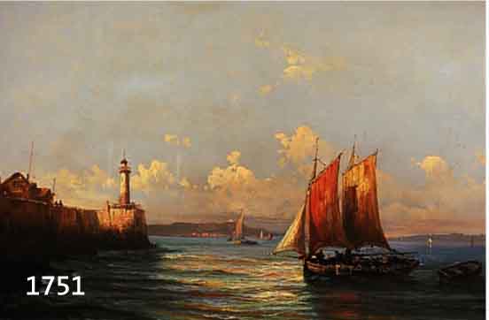 ZUSCHREIBUNG: GODCHAUX, A., FRANKREICH, 19. JH., SOMMERLICHE MEERES- KÜSTE MIT LEUCHTTURM UND SEGELBOOT, ÖL/LWD, LEICHT BESCH., SPÄTERE ...