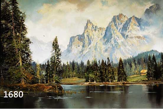 GSCHOSSMANN, LUDWIG, 1894 STRASSBURG-1988 TEGERNSEE, WALDBESTAN- DENER GEBIRGSSEE VOR IMPOSANTER HOCHGEBIRGS- KULISSE, ÖL/LWD, SIGN., CA. 81 X ...