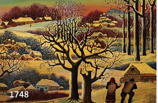 LJUBA, PETROVIC, GEB. 1928, BEKANNTER NAIVER KÜNSTLER, WINTERLANDSCHAFT MIT DÖRFERN, ÖL/LWD, SIGN., CA. 54 X 65 CM, RÜCKSEITIG ALTER ...
