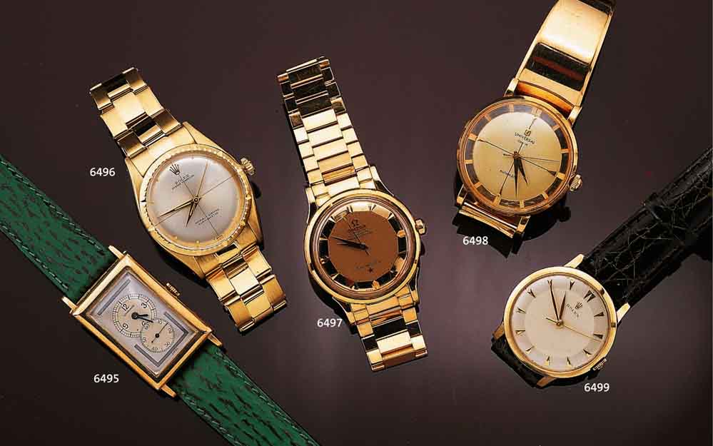 ROLEX HERRENARMBANDUHR, SCHWEIZ FÜR DEN US- MARKT UM 1950, GG 585/000, GLASR. GEDR., GEH-NR. 17612, 2-FARB. VERS. ORIG.-BLATT, ZUM RAND ZU L. ...