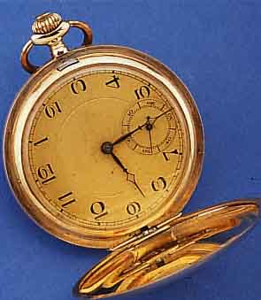 SAVONETTE HERRENTASCHENUHR, SCHWEIZ F. D. DEUTSCH. MARKT UM 1920, ROSE-G 585/000, AUßEN GLATT, METALLZIFFERBL. VERG., GEBL. STAHLZEI- GER, ...