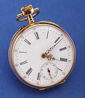 OFFENE HERRENTASCHENUHR, FRANKREICH UM 1900, ROSE-G 750/000, BOD. SCHMUCKGRAV., BLÜTENDE- KOR, RAND DELLIG, PERF. 2-TEIL. EMAILBL. M. ...
