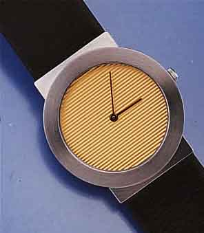 BAUMANN DESIGNERHERRENARMBANDUHR, DEUTSCH- LAND UM 1994, UNGETR. LAGERW., LEDERB., MATT. EDELST.-GEH. INCL. EDELST.-STIFTSCHL., SAPHIR- FLACHGL., ...