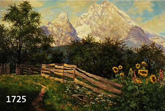 FROMMHOLD, ERNST, LEIPZIG 1879-1955, BLÜHENDE WIESE VOR GEBIRGSKULISSE, ÖL/LWD, LI. U. SIGN., CA. 60 X 80 CM, R.