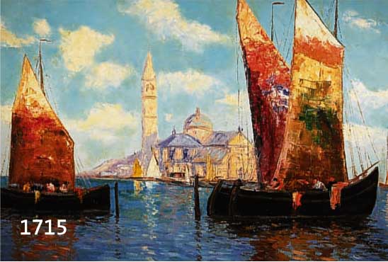 ZUSCHREIBUNG: ENRICO MORELLI, 1871-1941, ITALIENISCHER KÜNSTLER, VOR ALLEM FÜR SEINE VENEDIGANSICHTEN BEKANNT, HIER: FISCHERBOOTE AUF DEM CANALE ...