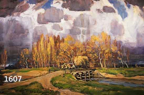 MÜLLER, HANS ADOLF, 1888 FREIBURG-1934 DAXLANDEN, STUD. AN DER AKADEMIE KARLSRUHE, PFÄLZER LANDSCHAFT MIT VON OCHSEN GEZOGENEM HEUWAGEN, ...