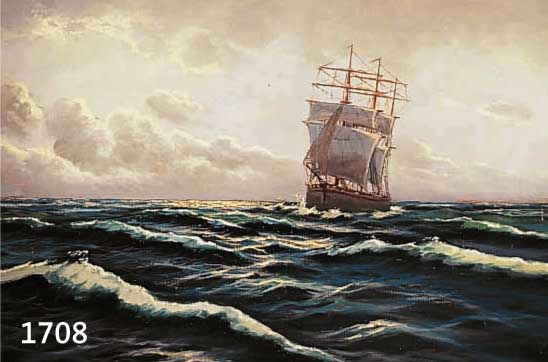 PETERSEN, E., 1. HÄLFTE 20. JH., SEGELSCHIFF AUF HOHER SEE, ÖL/LWD, MIN. BESCH., SIGN., CA. 54 X 80 CM, R.,