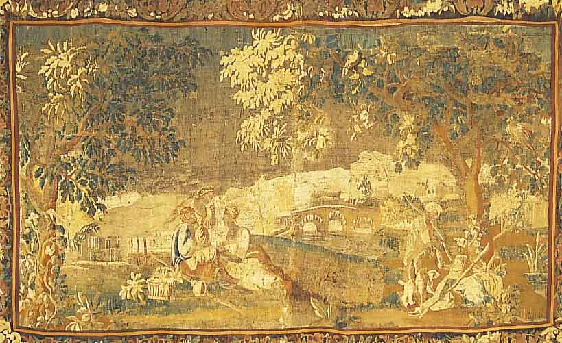 TAPESERIE, FLANDERN, 394 X 238CM, EHZ 3 UM 1550, MUSEAL.