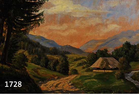 KUSCHE, ALFRED, 1884 KARLSRUHE-1984 KARLSRUHE, VORALPEN- LANDSCHAFT, ÖL/HARTFASER, LI. U. SIGN., CA. 50 X 75 CM, R.